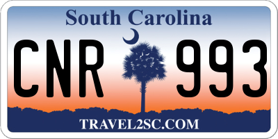 SC license plate CNR993