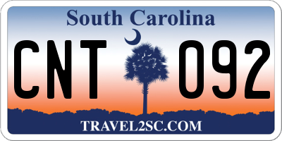 SC license plate CNT092