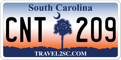 SC license plate CNT209