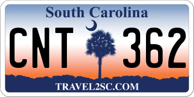 SC license plate CNT362
