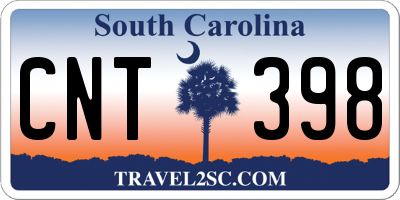 SC license plate CNT398