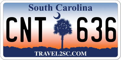 SC license plate CNT636