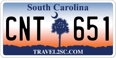 SC license plate CNT651