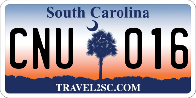 SC license plate CNU016