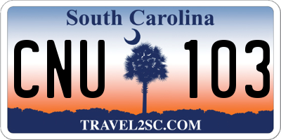 SC license plate CNU103