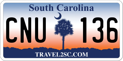 SC license plate CNU136