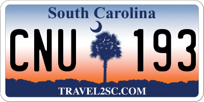 SC license plate CNU193