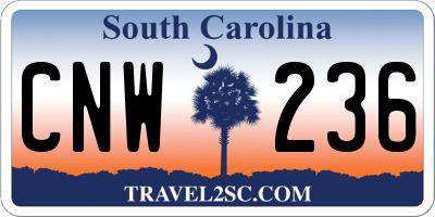 SC license plate CNW236