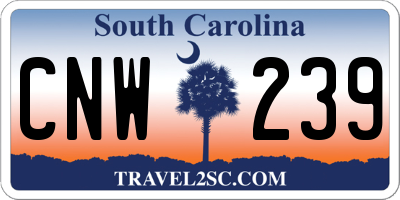 SC license plate CNW239