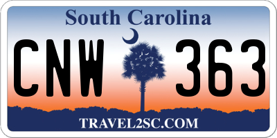 SC license plate CNW363