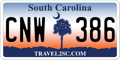 SC license plate CNW386
