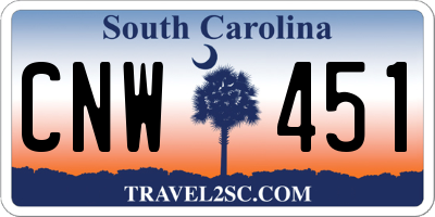 SC license plate CNW451