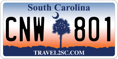SC license plate CNW801