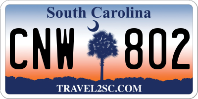 SC license plate CNW802