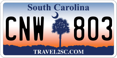 SC license plate CNW803