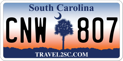 SC license plate CNW807