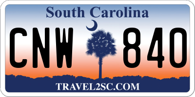 SC license plate CNW840
