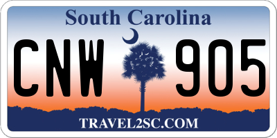 SC license plate CNW905