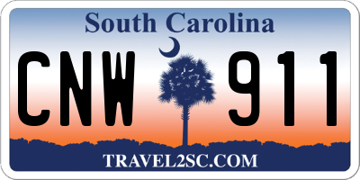 SC license plate CNW911