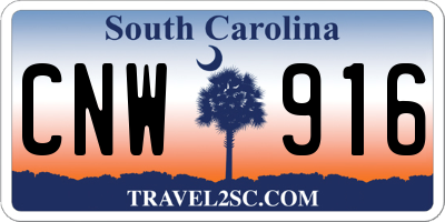SC license plate CNW916