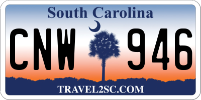 SC license plate CNW946