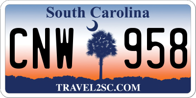 SC license plate CNW958