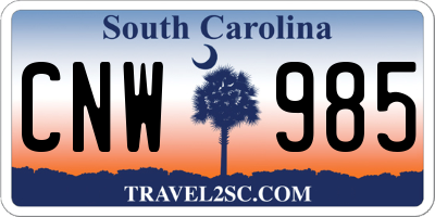 SC license plate CNW985
