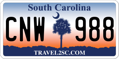 SC license plate CNW988