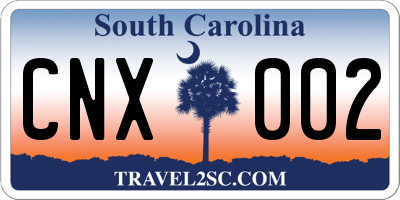 SC license plate CNX002