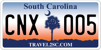 SC license plate CNX005