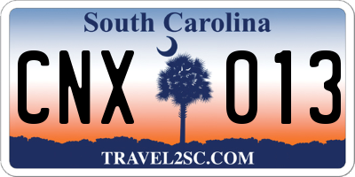 SC license plate CNX013