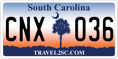 SC license plate CNX036