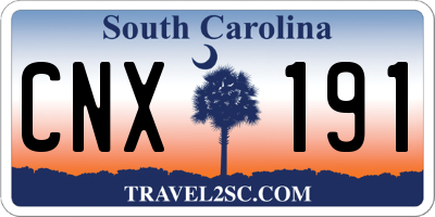 SC license plate CNX191