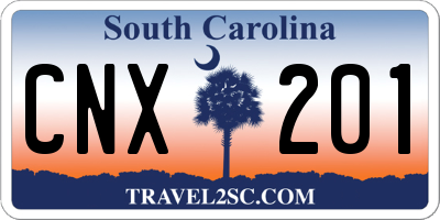 SC license plate CNX201