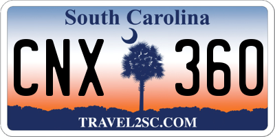 SC license plate CNX360