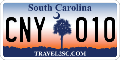 SC license plate CNY010