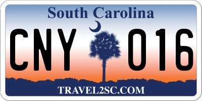 SC license plate CNY016