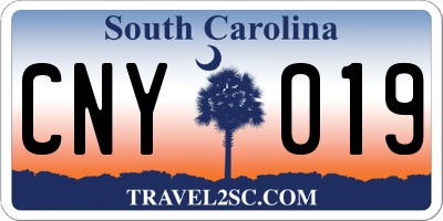 SC license plate CNY019