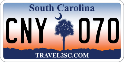 SC license plate CNY070