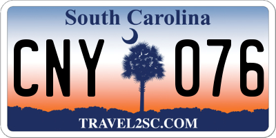 SC license plate CNY076