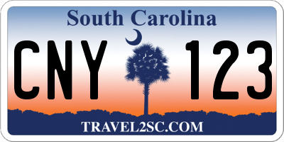 SC license plate CNY123