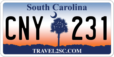 SC license plate CNY231
