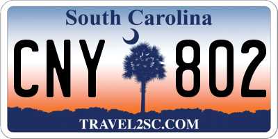 SC license plate CNY802