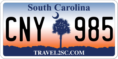 SC license plate CNY985