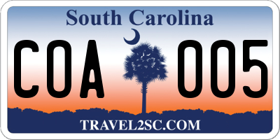 SC license plate COA005