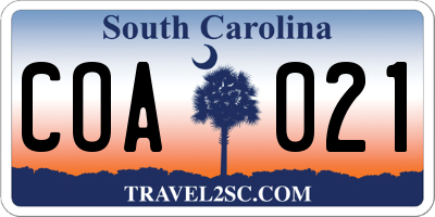 SC license plate COA021