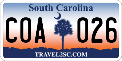 SC license plate COA026