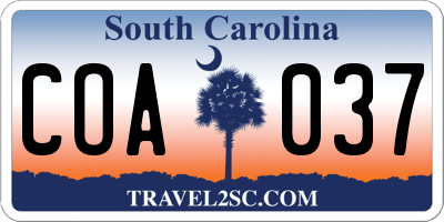 SC license plate COA037