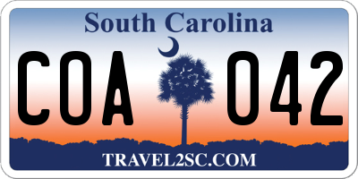 SC license plate COA042