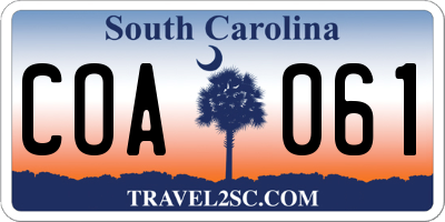 SC license plate COA061
